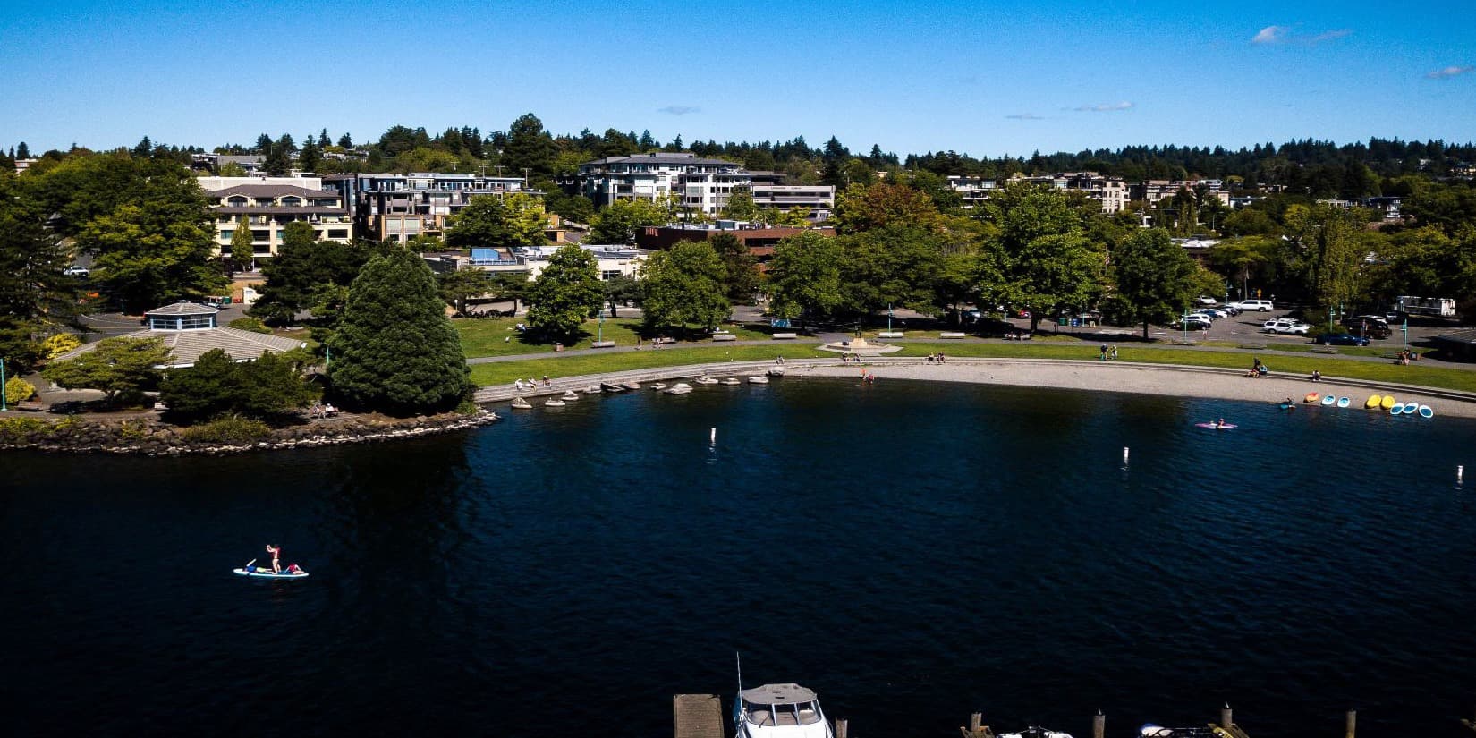 Kirkland waterfront and Marina Park on Lake Washington